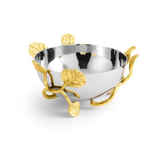 Michael Aram Botanical Leaf Gold nut Bowl New - Picture 3 of 12